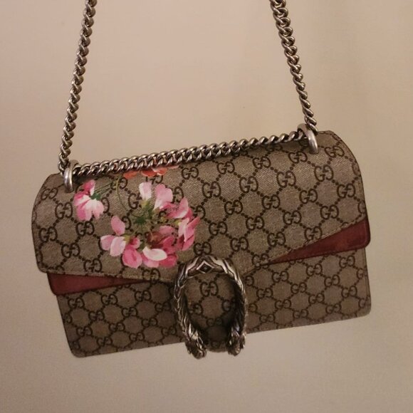Gucci Blooms Medium Dionysus Shoulder Bag Red Cherry Blossom Canvas Suede - Picture 5 of 12